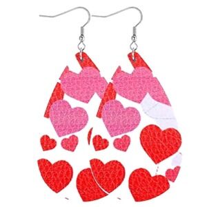 5/$25 Valentines Earrings Heart Shaped Earrings Valentines Day Faux Leather Earr